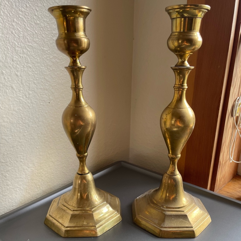 Solid brass candle holder set